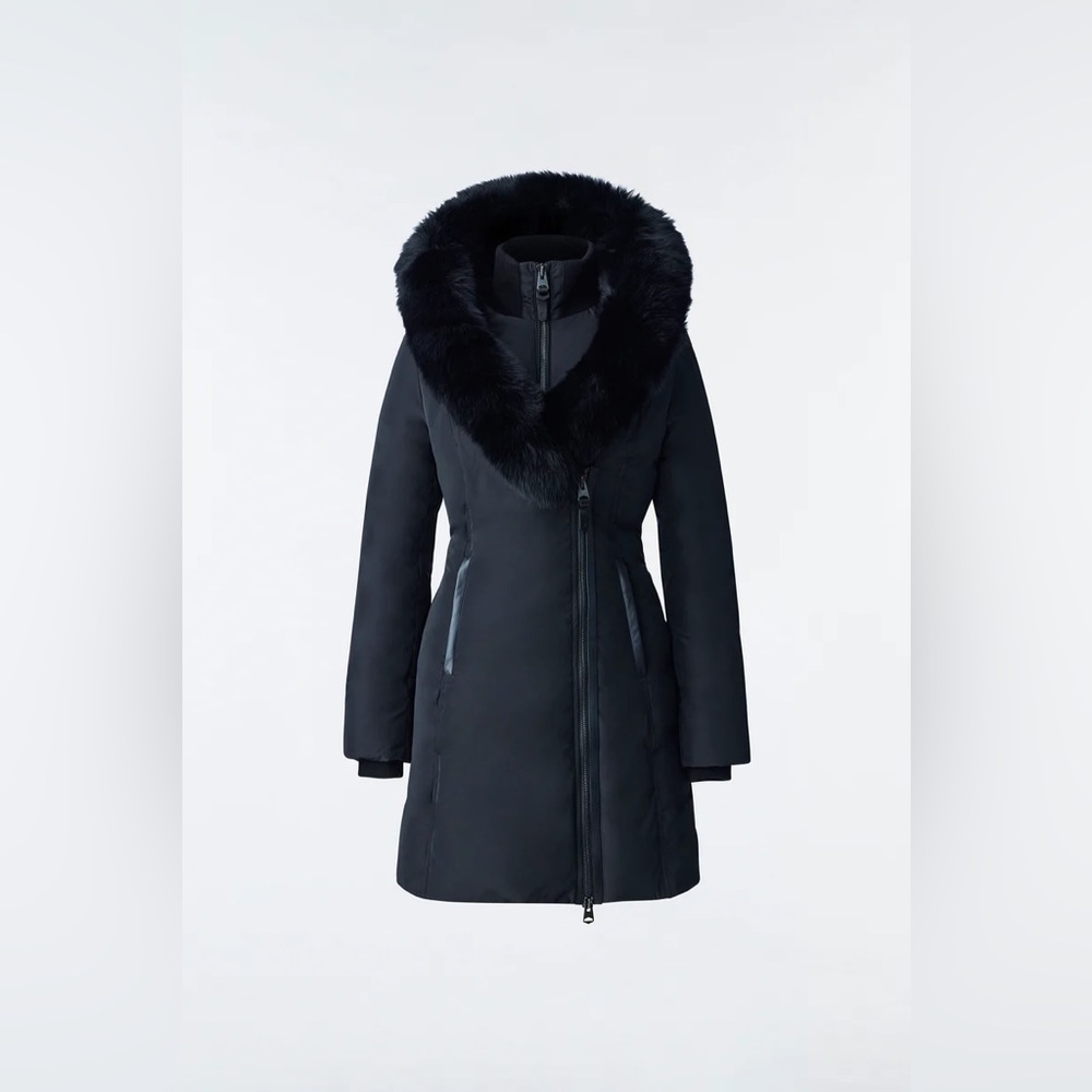 Mackage KAY Down coat with blue fox fur Signature Mackage Collar